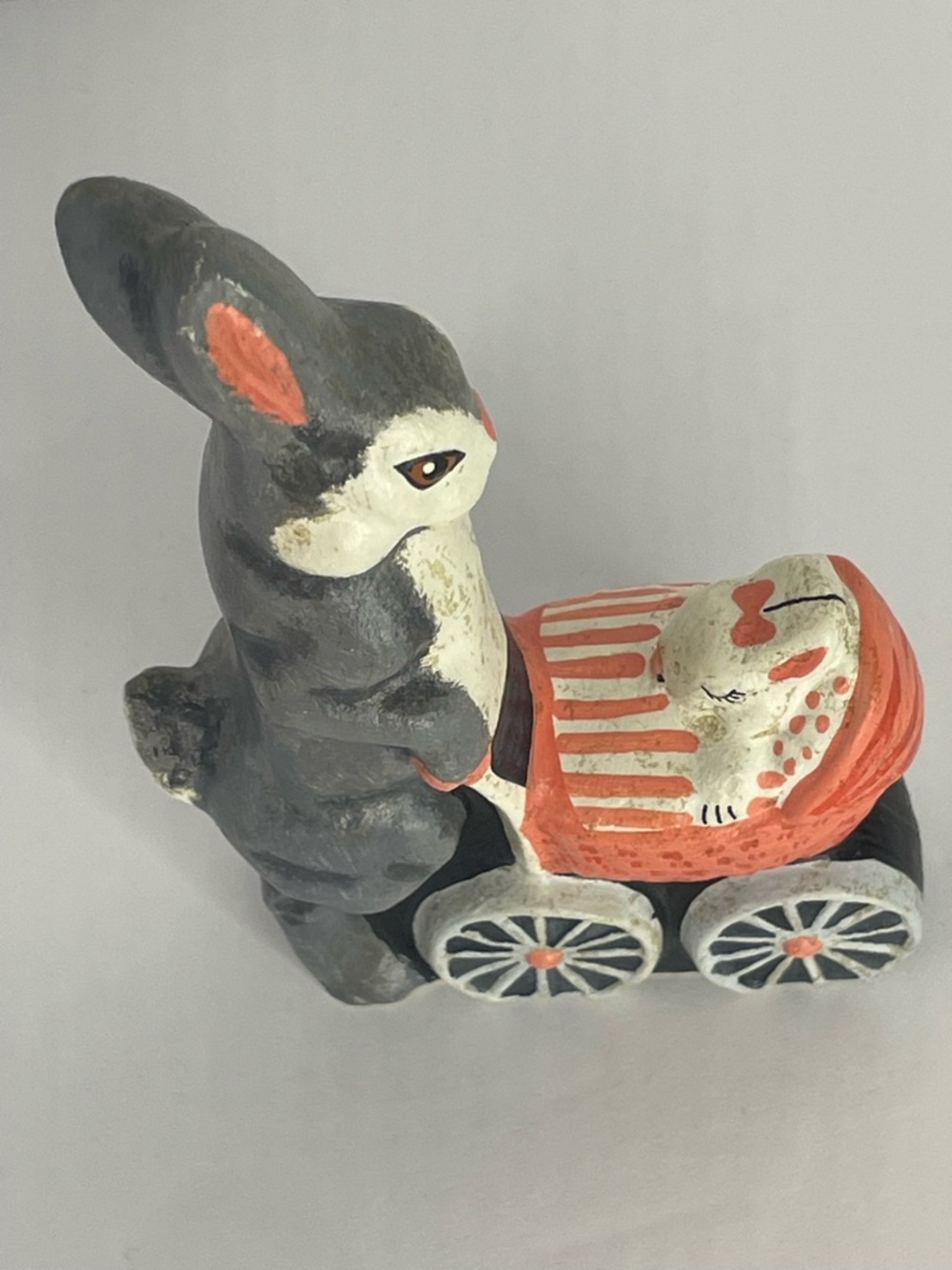 Vaillancourt Folk Art Pink Baby Carriage 9819 Chalkware Rare Vintage - Picture 15 of 16